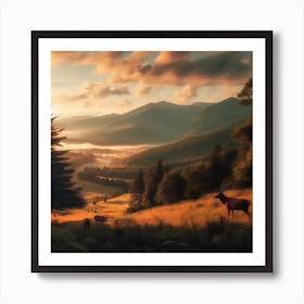 Sunset In The Mountains 5 Art Print