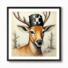 Deer With Pirate Hat 2 Art Print