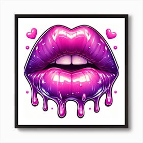 Plump lips drippy kiss Art Print