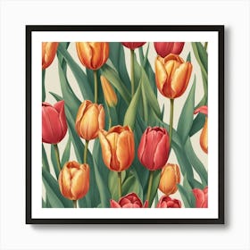 Tulips Seamless Pattern Art Print