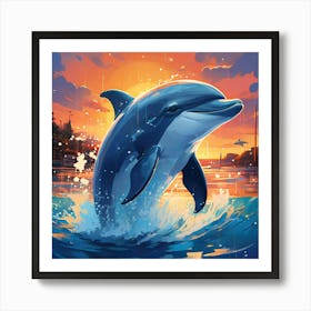 Dolphin Jumping In The Water Art Print