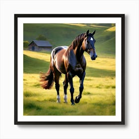 Horse Galloping In A Field Art Print