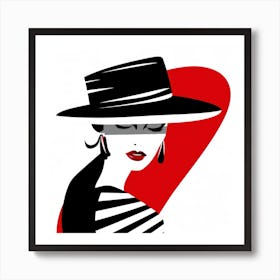 Woman In Hat Art Print