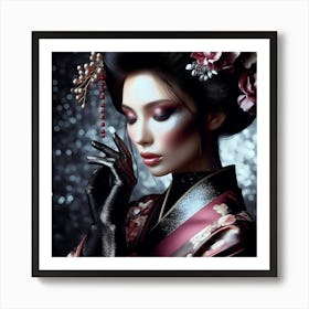 Japan Traditional Geisha Illustration By Ad 172 Art Print