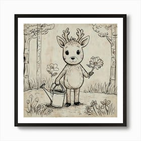 Deer In The Woods 74 Art Print