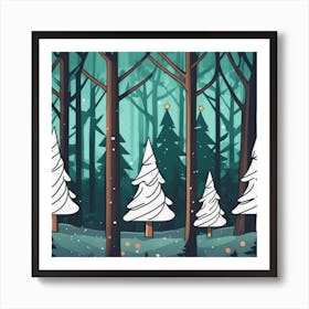 Christmas Trees In The Forest Art Print