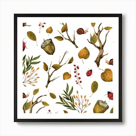 Autumn Leaves Seamless Pattern Art Print