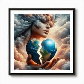 Earth In A Broken Heart 1 Art Print