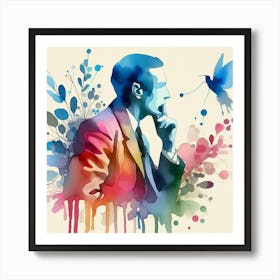 Watercolor Portrait Of A Man Art Print