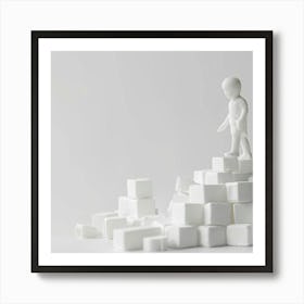 Man On A Pile Of Blocks Art Print