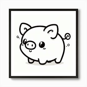 Line Art pig Art Print