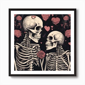 Skeleton Couple 1 Art Print