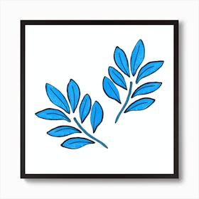 Lushy Leaves 2 Blue 1 Art Print