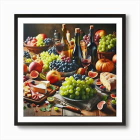 Wine And Fruit Art Print