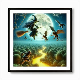 Witches And Monkeys 1 Art Print