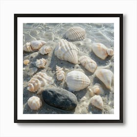 Assortment Of Seashells On Sandy Ocean Floor Art Print