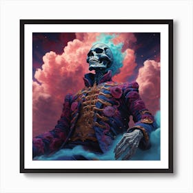 Skeleton In The Clouds Art Print