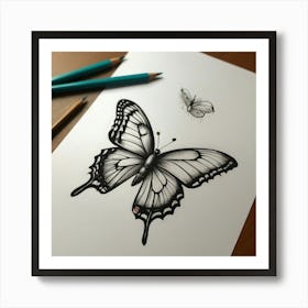 Butterfly Drawing 1 Art Print