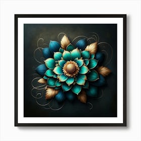 Lotus Flower On Black Background 2 Art Print