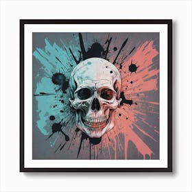 Skull With Paint Splatters 1 Art Print