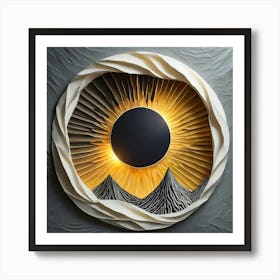 April 8 2024 Solar Eclipse Over Mountains Art Print