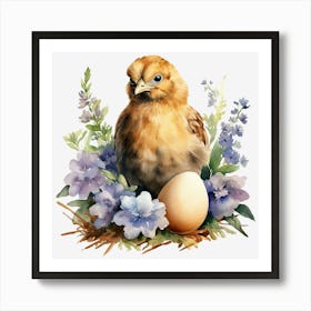 Chick In The Nest Art Print