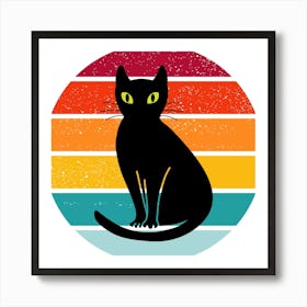 Cat Retro Style Art Print