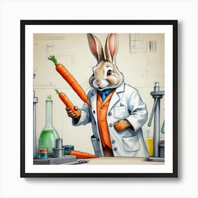 Rabbit Holding Carrots 1 Art Print