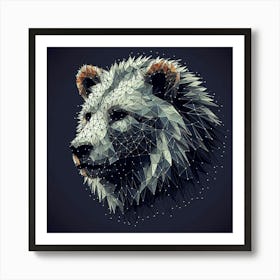 Polar Bear Head String Art Art Print