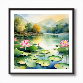 Lotus Lily Painting 4 Art Print