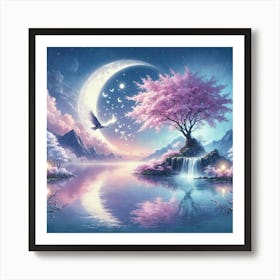 Moon And Trees Art Print