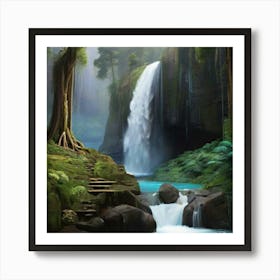 Waterfall In The Forest 1 Art Print