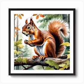 Squirrel In The Woods 63 Art Print