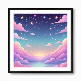 Sky With Twinkling Stars In Pastel Colors Square Composition 296 Art Print