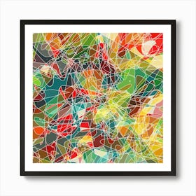 Abstract Painting with White Line Art Art Print