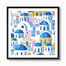 Greece Seamless Pattern Art Print