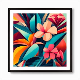 Cubist Flowers 1 Art Print