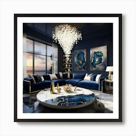 Blue Living Room Art Print