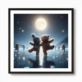 Teddy Bears Dancing In The Snow Art Print