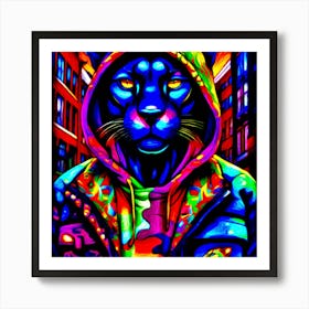 Psychedelic Street Panther Art Print