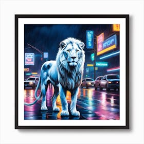 Lion On The Street Art Print