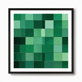 Abstract Green Squares Art Print