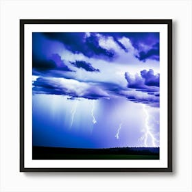 Beautiful blue lightning  Art Print