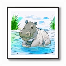 Hippo Art Print