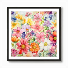 Watercolor Windflowers Garden Art Print