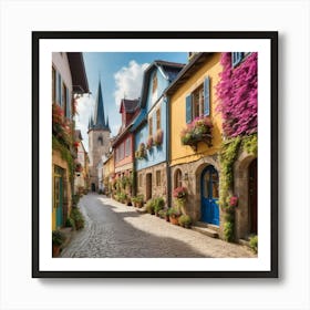 Colorful Street In Germany Paintings Art Print 1 Art Print