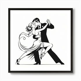 Line Art , Tango dance 4 Art Print