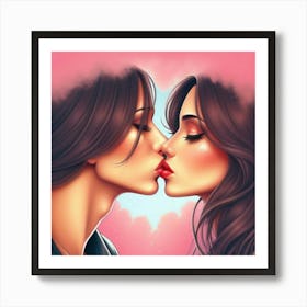 Kissing Couple Art Print