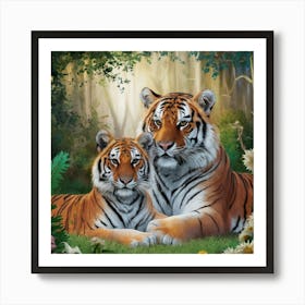 Tiger And Cub Art Print
