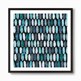 Pills Blue Black Bg Square Art Print